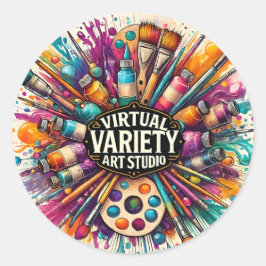 Virtual Variety Art Studio -  Runder Aufkleber