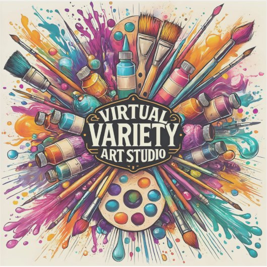 Virtual Variety Art Studio - Square Vinyl Aufkleber (Vorderseite)