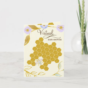 Virtual Watercolor Golden Mommy to Bee Baby Dusche Einladung