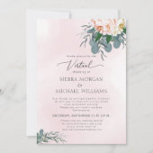 Virtual Wedding Blush Pink Peony Watercolor Einladung (Vorderseite)