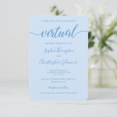 VIRTUAL Wedding Dusty Blue Chic Custom Einladung (Stehend Vorderseite)