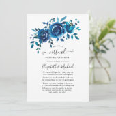 Virtual Wedding in Navy und White Watercolor Einladung (Stehend Vorderseite)