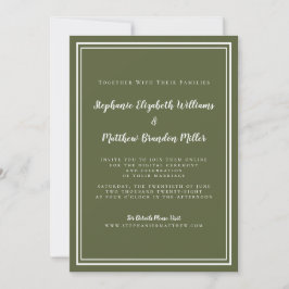 Virtual Wedding Olive Green Minimalistisch Livestr Einladung
