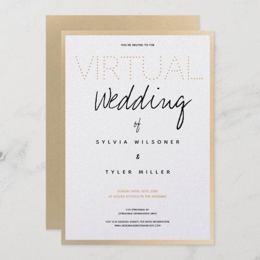 Virtual Wedding White Gold Black Typografy (Vorne/Hinten)