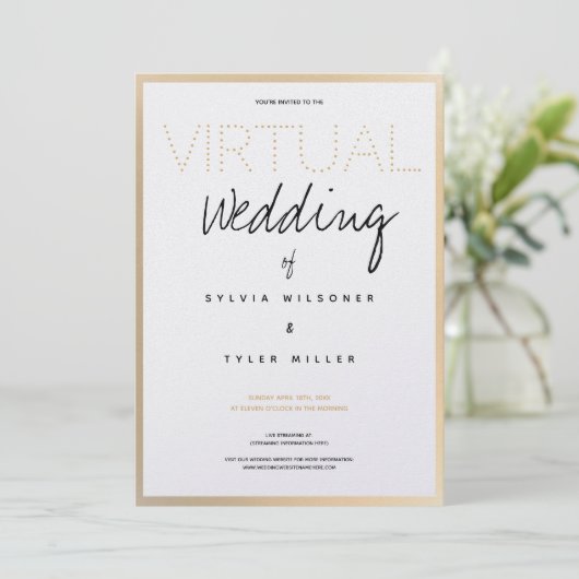 Virtual Wedding White Gold Black Typografy (Stehend Vorderseite)