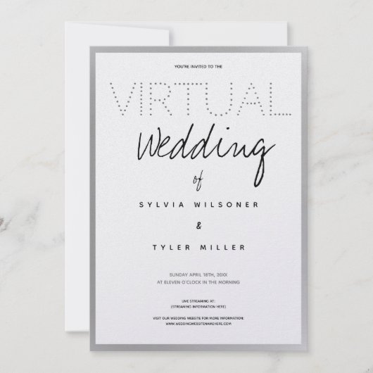 Virtual Wedding White Silver Black Typografy (Vorderseite)