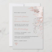 Virtual Wedding WiFi Zoom Dusty Rose Gray Floral Einladung (Vorderseite)