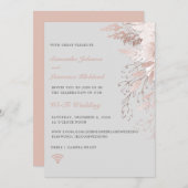 Virtual Wedding WiFi Zoom Dusty Rose Gray Floral Einladung (Vorne/Hinten)