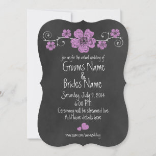 Virtual Wedding Wild Pink Roses Chalkboard Einladung