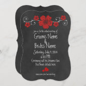 Virtual Wedding Wild Rote Rosen Chalkboard Einladung (Vorne/Hinten)
