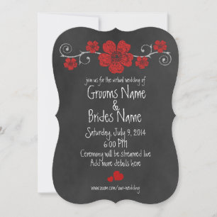 Virtual Wedding Wild Rote Rosen Chalkboard Einladung