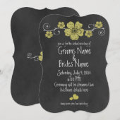 Virtual Wedding Wild Yellow Roses Chalkboard Einladung (Vorne/Hinten)