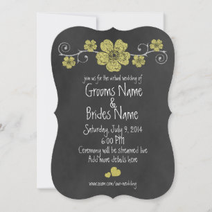 Virtual Wedding Wild Yellow Roses Chalkboard Einladung