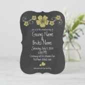 Virtual Wedding Wild Yellow Roses Chalkboard Einladung (Stehend Vorderseite)