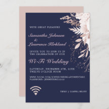 Virtual WiFi Wedding Dusty Rose Floral Navy Blue
