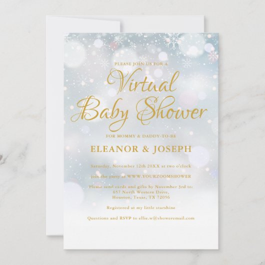 Virtual Winter Baby Dusche Sprinkle Einladung (Vorderseite)