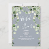 Virtual Zoom Brautparty Foliage Dusty Blue Invi Einladung (Vorderseite)