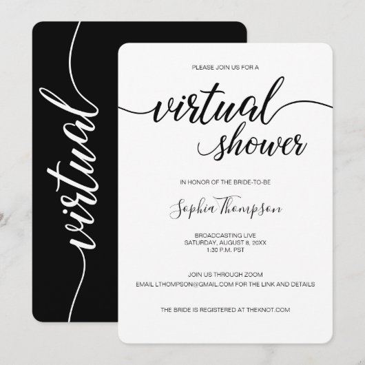 VIRTUALISIERTES BLACK-weißes, benutzerdefiniertes  Einladung (Vorne/Hinten)