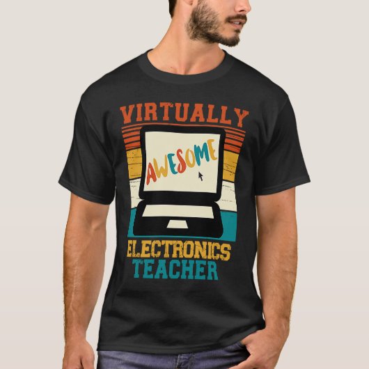 Virtually Awesome Electronics Teacher  Retro Style T-Shirt (Vorderseite)