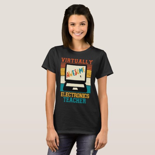 Virtually Awesome Electronics Teacher  Retro Style T-Shirt (Vorne ganz)