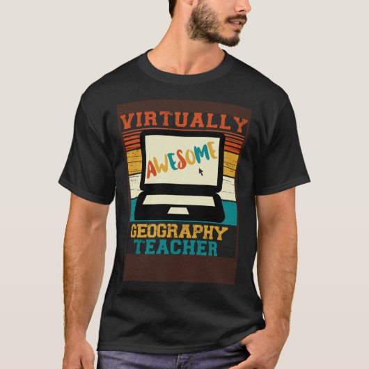 Virtually Awesome Geography Teacher  Retro Men & W T-Shirt (Vorderseite)