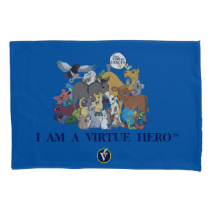 VIRTUE HEROES Characters Pillow Case - Blau Kissenbezug