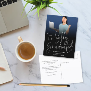 Virtuell abgestuftes Foto 2022 Abschluss Schwarz Ankündigungspostkarte