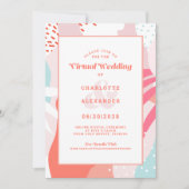 Virtuell online | Coral Modern Geometric Abstrakt Einladung (Vorderseite)