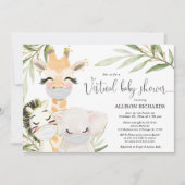 Virtuelle Baby-Dusche Safari-Tiere geschlechtsneut Einladung (Vorderseite)