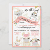 Virtuelle Baby-Duschtiere mit Masken Einladung (Vorderseite)