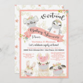 Virtuelle Baby-Duschtiere mit Masken Einladung (Vorne/Hinten)