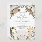 Virtuelle Babydusche niedliche Tiere mit Masken Einladung (Vorderseite)