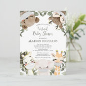 Virtuelle Babydusche niedliche Tiere mit Masken Einladung (Stehend Vorderseite)