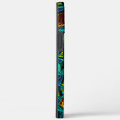 Virtuelle Blume in blauem Farbverlauf, zersplitter Case-Mate iPhone Hülle (Rückseite / Rechts)