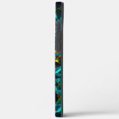 Virtuelle Blume in blauem Farbverlauf, zersplitter Case-Mate iPhone Hülle (Rückseite / Links)