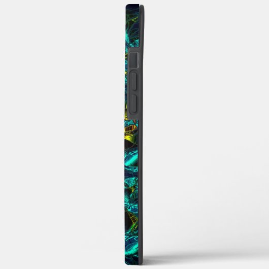 Virtuelle Blume in blauem Farbverlauf, zersplitter Case-Mate iPhone Hülle (Rückseite / Links)