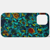 Virtuelle Blume in blauem Farbverlauf, zersplitter Case-Mate iPhone Hülle (Rückseite (Horizontal))