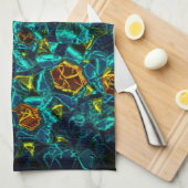 Virtuelle Blume in blauem Farbverlauf, zersplitter Geschirrtuch (Viertel Falte)