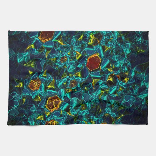 Virtuelle Blume in blauem Farbverlauf, zersplitter Geschirrtuch (Horizontal)