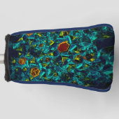 Virtuelle Blume in blauem Farbverlauf, zersplitter Golf Headcover (Vorderseite)
