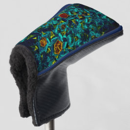 Virtuelle Blume in blauem Farbverlauf, zersplitter Golf Headcover