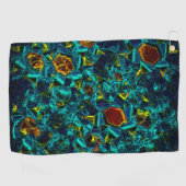 Virtuelle Blume in blauem Farbverlauf, zersplitter Golfhandtuch (Horizontal)