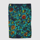 Virtuelle Blume in blauem Farbverlauf, zersplitter Golfhandtuch (Vorderseite)