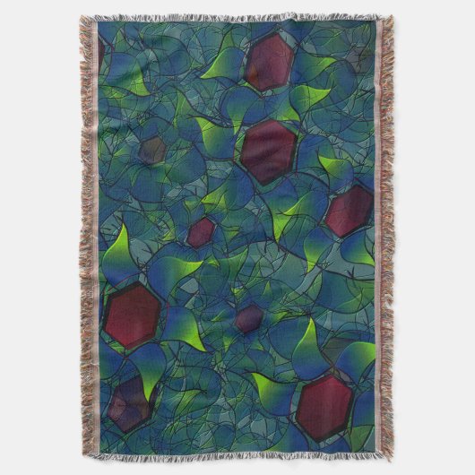 Virtuelle Blüte mit dunkelrotem Hexagon mit blauer Decke (Vorderseite Vertikal)