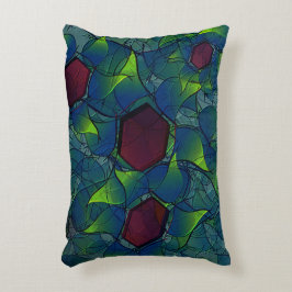 Virtuelle Blüte mit dunkelrotem Hexagon mit blauer Dekokissen