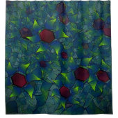 Virtuelle Blüte mit dunkelrotem Hexagon mit blauer Duschvorhang (Vorderseite)