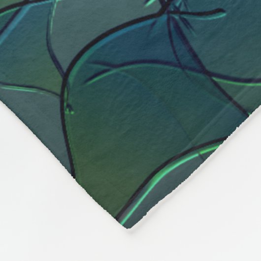 Virtuelle Blüte mit dunkelrotem Hexagon mit blauer Fleecedecke (Ecke)