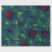 Virtuelle Blüte mit dunkelrotem Hexagon mit blauer Geschenkpapier (Flach)