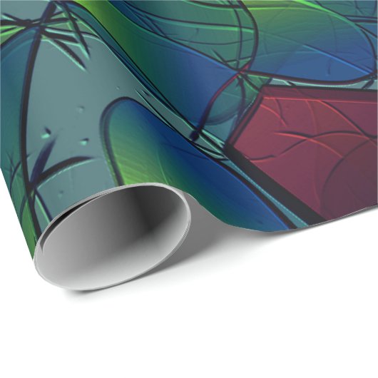 Virtuelle Blüte mit dunkelrotem Hexagon mit blauer Geschenkpapier (Rolleneckpunkt)