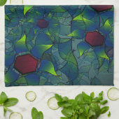 Virtuelle Blüte mit dunkelrotem Hexagon mit blauer Geschirrtuch (Gefaltet)